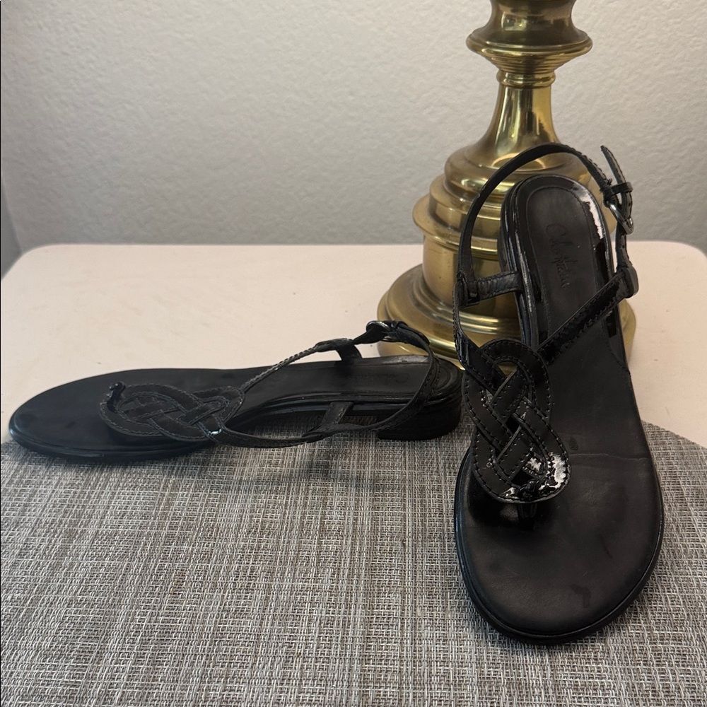 Cole Haan Black Knot-Detail Slingback Sandals